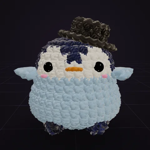 Blue Pinguin with a hat