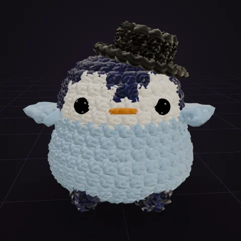 Blue Pinguin with a hat 2