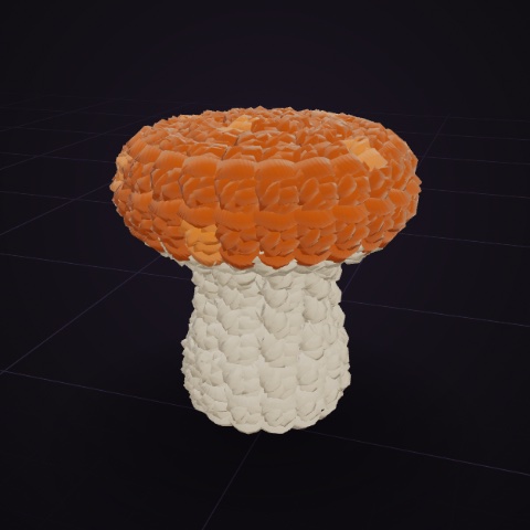 Mushroom crocheted, rendered in 3D