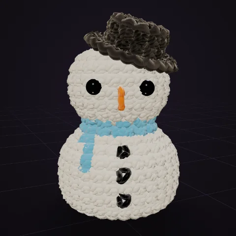 Snowman with a hat and a blue scarf