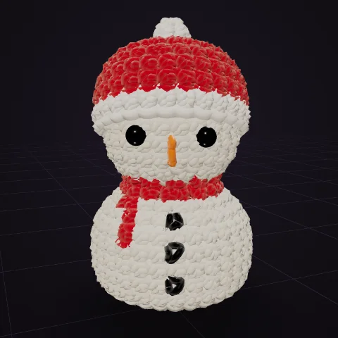 Snowman with a santa hat and a red scarf